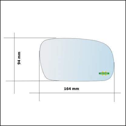 Vetro Specchio Retrovisore Asferico Lato Dx-Passeggero Per Daewoo Nexia I solo dal 1995-1997