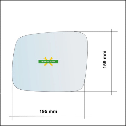 Piastra Specchio Retrovisore Termica Asferica Lato Sx-Guidatore Per Vw Transporter T4 dal 1990-2003 (specchio elettrico) BIBA-RICAMBI