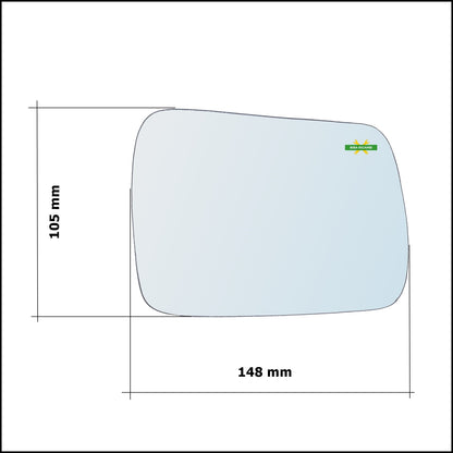 Vetro Specchio Retrovisore Asferico Lato Dx-Passeggero Per Jeep Cherokee II (XJ) dal 1994-1998