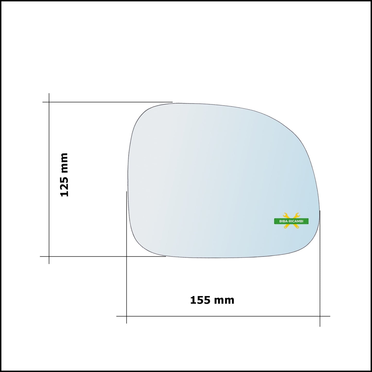 Vetro Specchio Retrovisore Cromato Lato Sx-Guidatore Per Fiat Panda II (169) solo dal 2008&gt; (Specchio piu Grande)