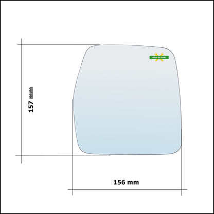 Vetro Specchio Retrovisore Cromato Lato Dx-Passeggero Per Citroen Jumpy I (U6U) dal 1994-2006