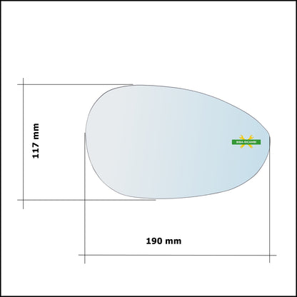 Vetro Specchio Retrovisore Cromato Asferico Lato Dx-Passeggero Per Alfa Romeo 4C dal 2013&gt;