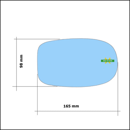 Vetro Specchio Retrovisore Azzuratto Asferico Lato Dx-Passeggero Per Alfa Romeo 166 (936) dal 1998-2007
