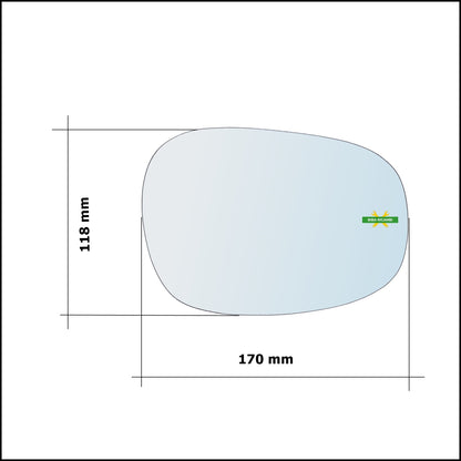 Vetro Specchio Retrovisore Cromato Lato Dx-Passeggero Per Bmw Serie 1 (E81,E82,E87,E88) solo dal 2009-2013