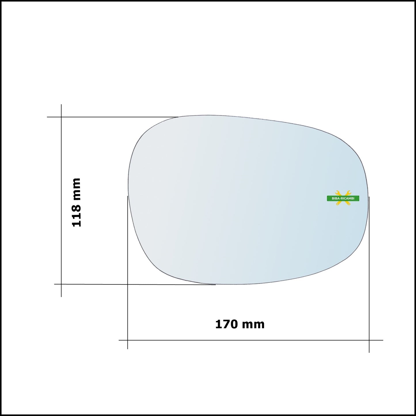 Vetro Specchio Retrovisore Cromato Asferico Lato Dx-Passeggero Per Bmw Serie 3 (E90,E91,E92,E93) solo dal 2008-2013