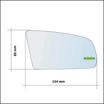 Vetro Specchio Retrovisore Cromato Asferico Lato Sx-Guidatore Per Aixam dal 2012-2016