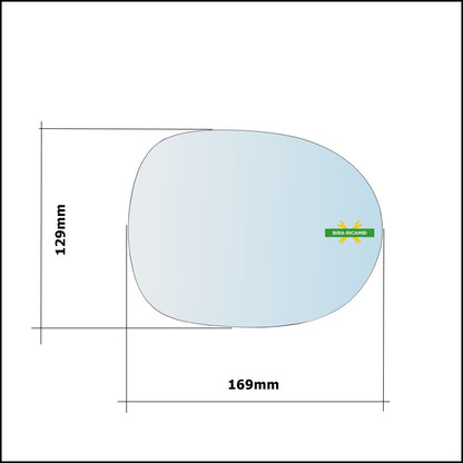 Vetro Specchio Retrovisore Asferico Lato Dx-Passeggero Per Honda Civic VIII (FN,FK) dal 2005-2011