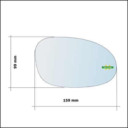 Vetro Specchio Retrovisore Cromato Asferico Lato Dx-Passeggero Per MicroCar Bellier Jade