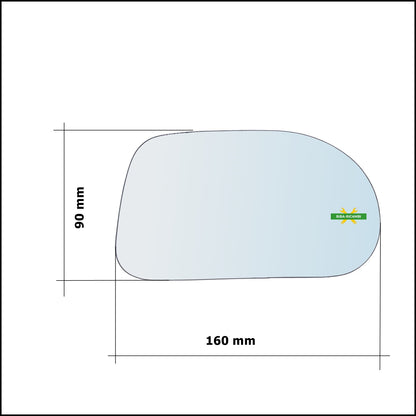 Vetro Specchio Retrovisore Cromato Lato Dx-Passeggero Per Fiat Bravo I (182) dal 1995-2001