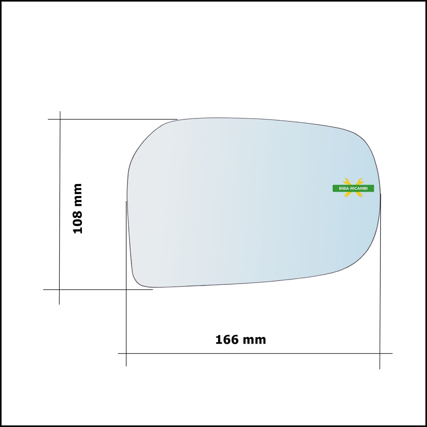 Vetro Specchio Retrovisore Cromato Lato Dx-Passeggero Per Fiat Punto II (188) Restyling solo dal 2008-2012