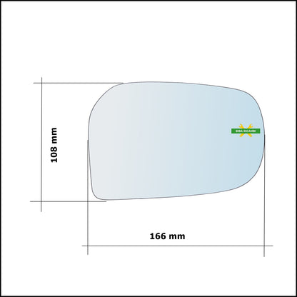 Vetro Specchio Retrovisore Cromato Lato Dx-Passeggero Per Fiat Punto II (188) Restyling solo dal 2008-2012