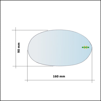 Vetro Specchio Retrovisore Cromato Asferico Lato Sx-Guidatore Per Lancia Y (840) dal 1995-2003