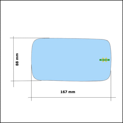 Vetro Specchio Retrovisore Azzuratto Asferico Lato Sx-Guidatore Per Lancia Dedra (835) dal 1989-1999