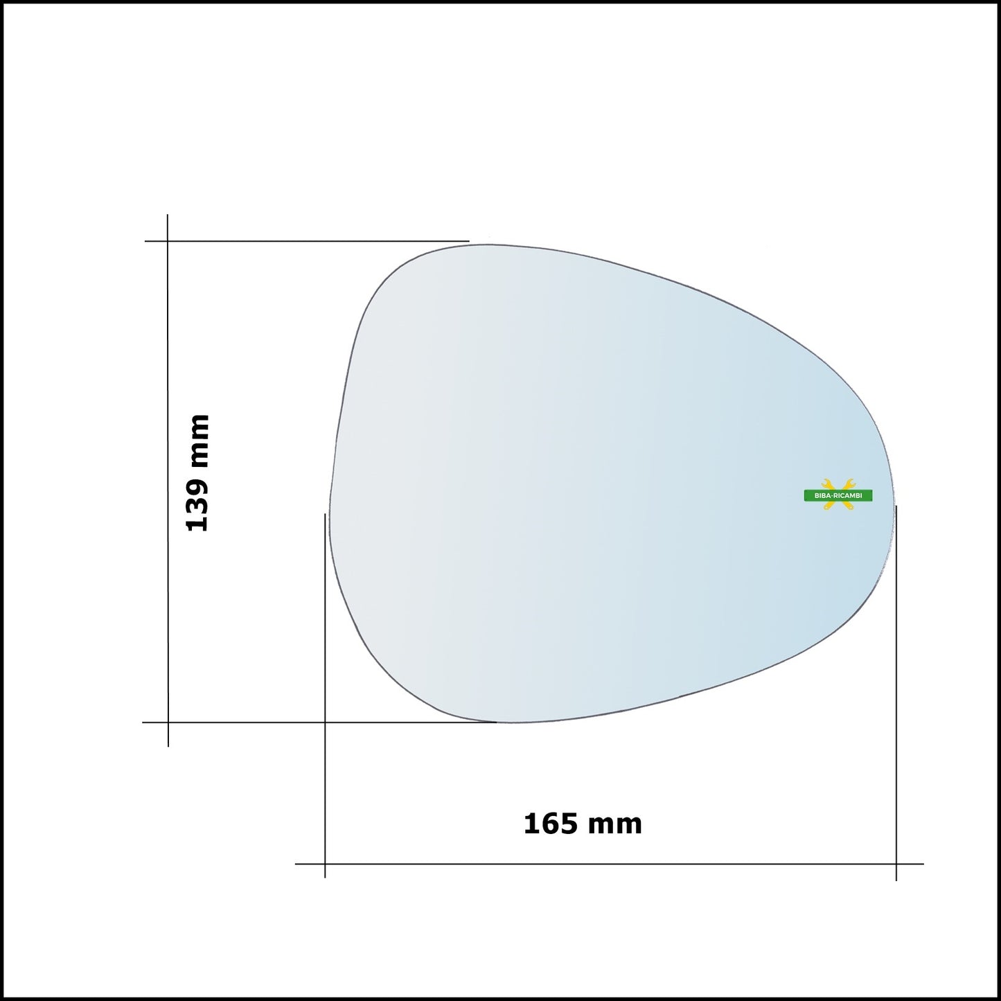 Vetro Specchio Retrovisore Cromato Asferico Lato Sx-Guidatore Per Lancia Ypsilon I (843) solo dal 2009-2011