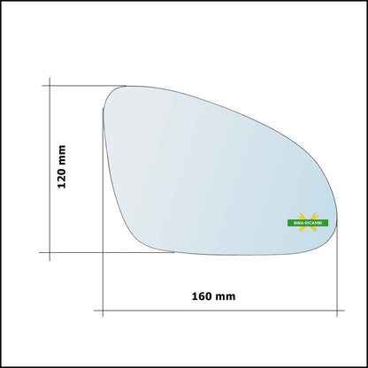 Vetro Specchio Retrovisore Cromato Asferico Lato Sx-Guidatore Per Opel Astra J dal 2010-2015