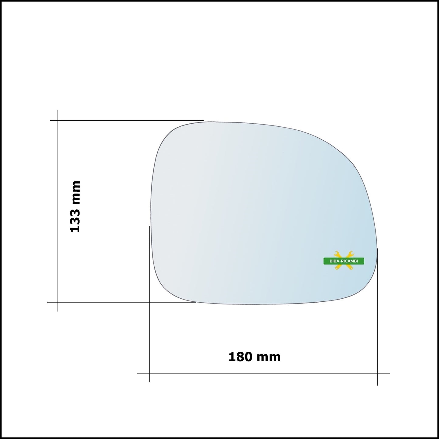 Vetro Specchio Retrovisore Cromato Lato Dx-Passeggero Per Fiat 500L (351) dal 2012&gt;