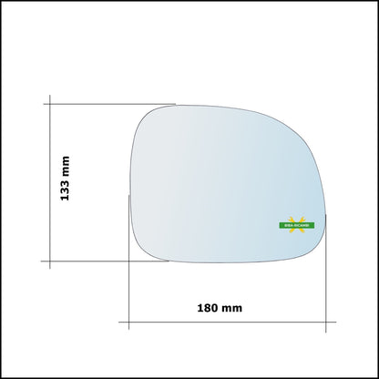 Vetro Specchio Retrovisore Cromato Lato Dx-Passeggero Per Fiat 500L (351) dal 2012&gt;