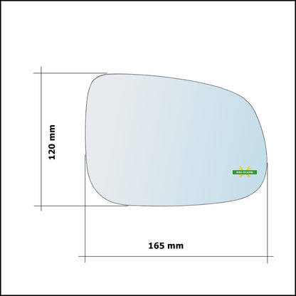 Vetro Specchio Retrovisore Cromato Asferico Lato Sx-Guidatore Per Volvo V60 I (155) dal 2010&gt;