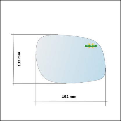 Vetro Specchio Retrovisore Asferico Lato Dx-Passeggero Per Land Rover Freelander I (L314) dal 1998-2006