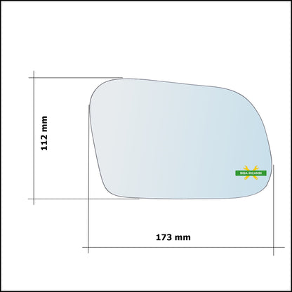 Vetro Specchio Retrovisore Cromato Asferico Lato Sx-Guidatore Per Rover 200 (RF) dal 1995-2000