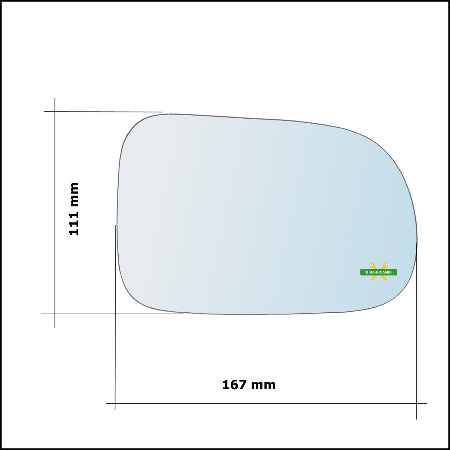 Vetro Specchio Retrovisore Cromato Asferico Lato Dx-Passeggero Per Suzuki Swift II (EA) solo dal 2003-2005