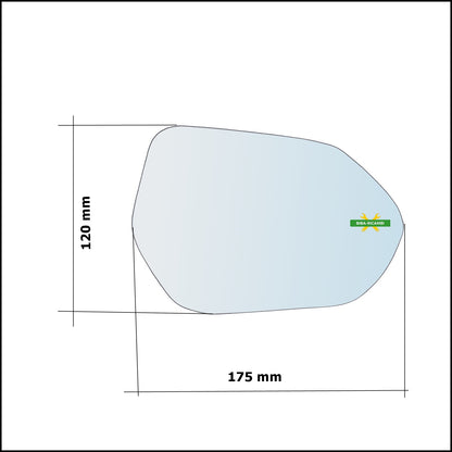 Vetro Specchio Retrovisore Asferico Lato Dx-Passeggero Per Mazda 2 IV (KB) dal 2022>