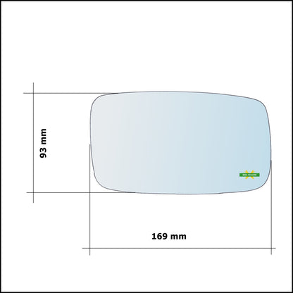 Vetro Specchio Retrovisore Cromato Asferico Lato Dx-Passeggero Per Volvo 960 II dal 1994-1996