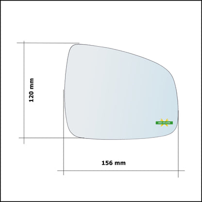 Vetro Specchio Retrovisore Cromato Lato Dx-Passeggero Per Dacia Logan I Restyling (LS,KS) solo dal 2008-2012