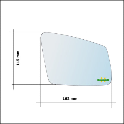 Vetro Specchio Retrovisore Cromato Asferico Lato Dx-Passeggero Per Bmw X1 (E84) solo dal 2012-2015