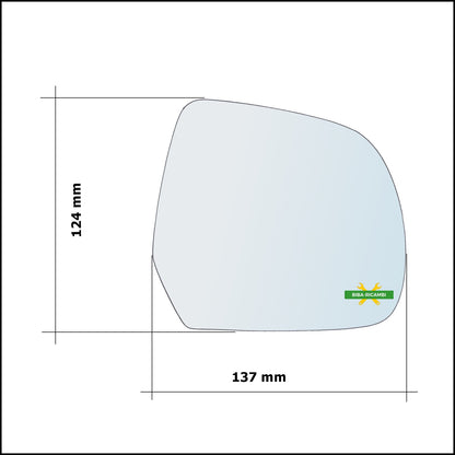 Vetro Specchio Retrovisore Cromato Asferico Lato Sx-Guidatore Per Dacia Duster I solo dal 2010-2014