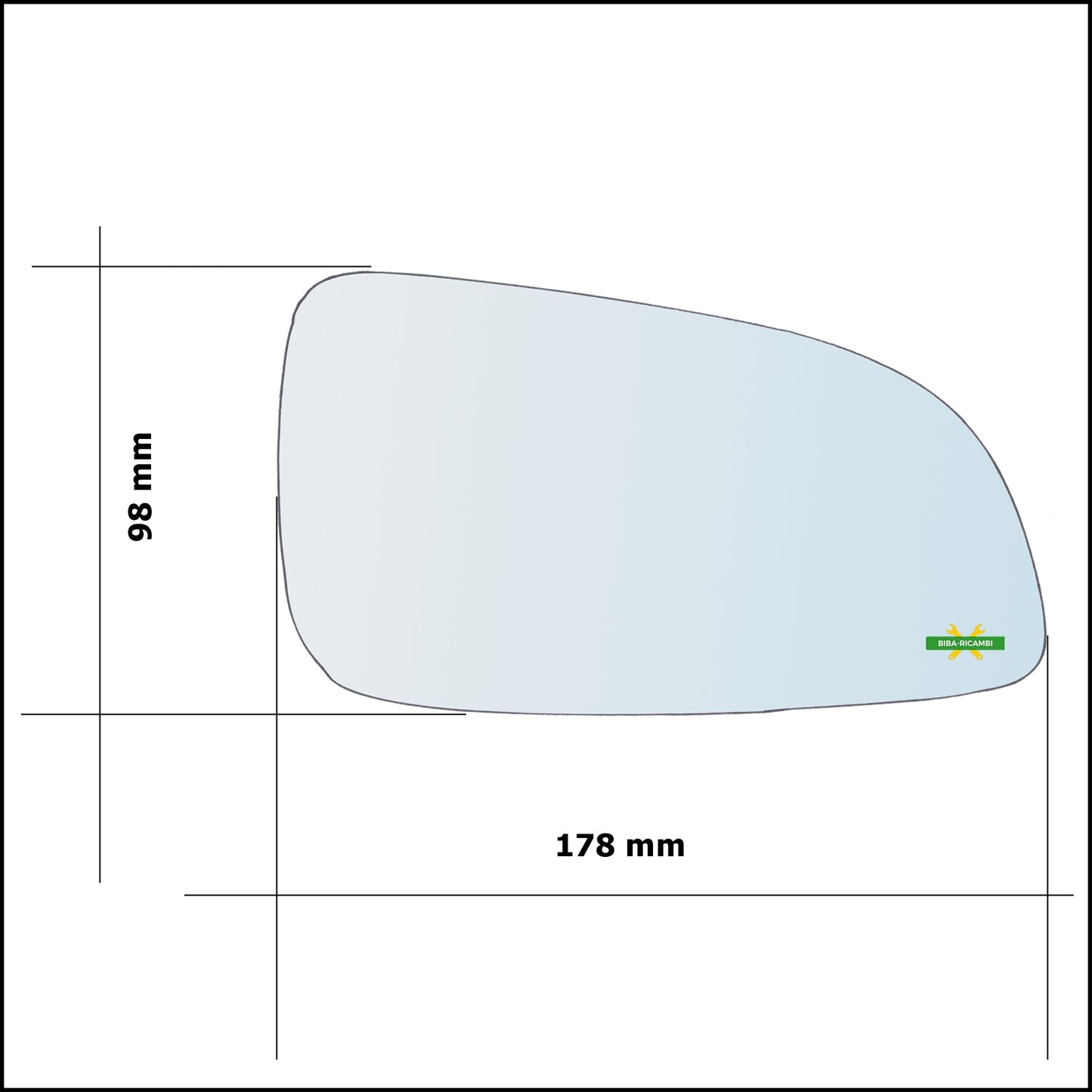 Vetro Specchio Retrovisore Cromato Asferico Lato Sx-Guidatore Per Opel Astra H (A04) solo dal 2004-2009 (specchio piccolo)