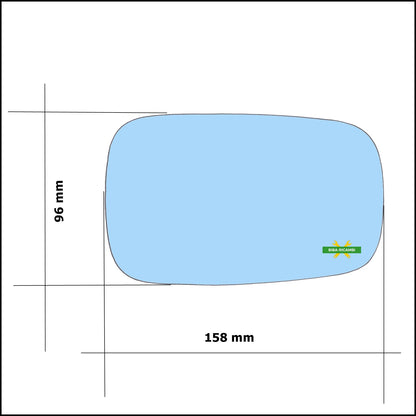 Vetro Specchio Retrovisore Azzuratto Asferico Lato Dx-Passeggero Per Renault Laguna II dal 2001-2007