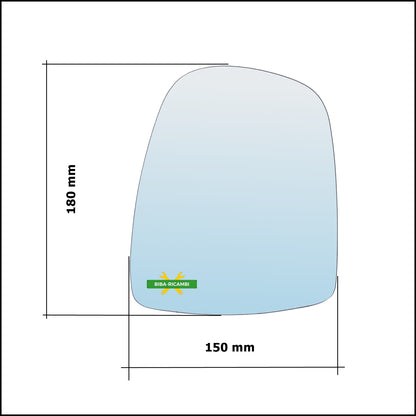 Vetro Specchio Retrovisore Cromato Lato Sx-Guidatore Per Renault Trafic II (JL) dal 2001&gt;