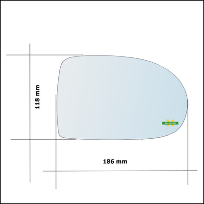 Vetro Specchio Retrovisore Cromato Asferico Lato Sx-Guidatore Per Dodge Caliber dal 2006&gt;