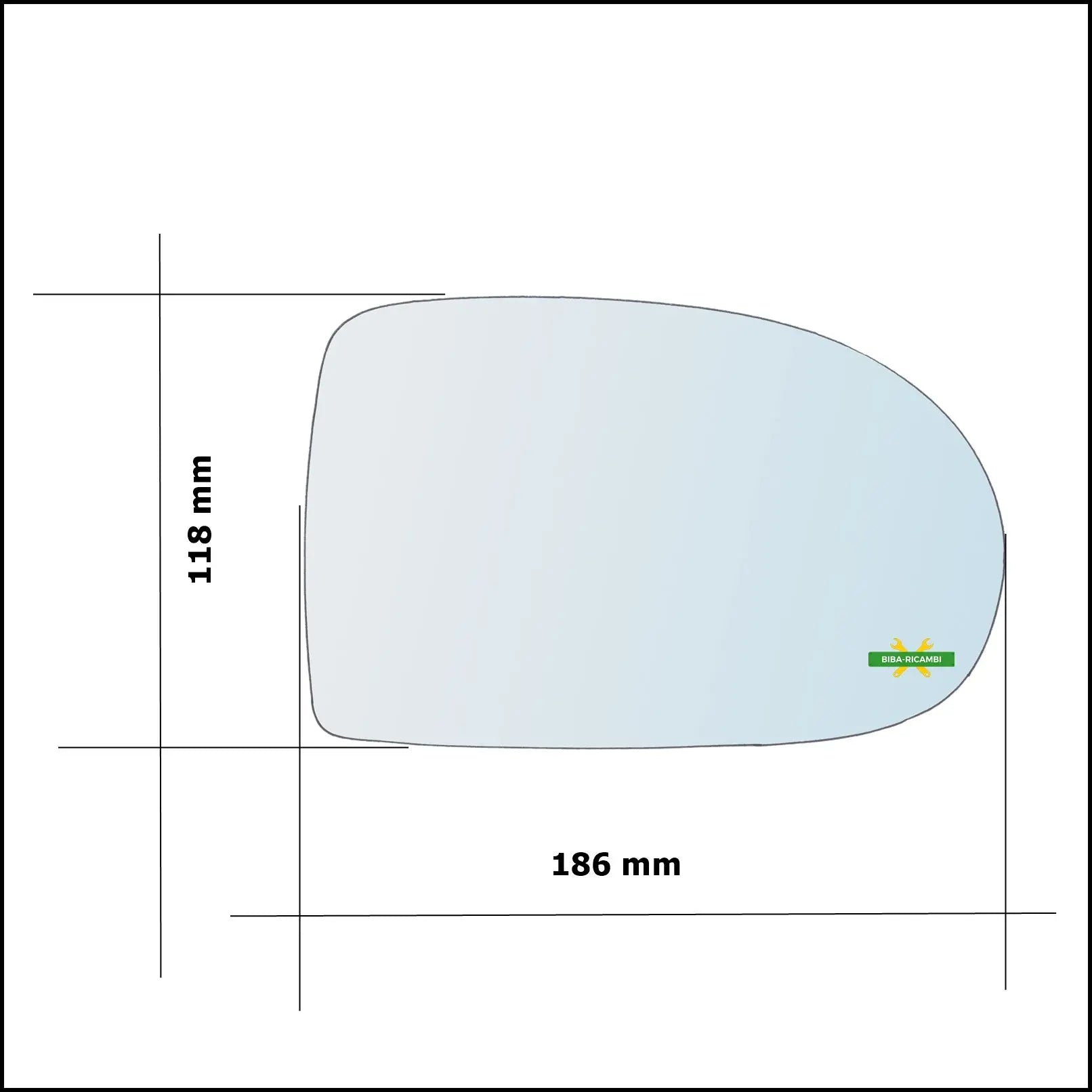 Vetro Specchio Retrovisore Cromato Lato Dx-Passeggero Per Dodge Caliber dal 2006&gt; BIBA-RICAMBI