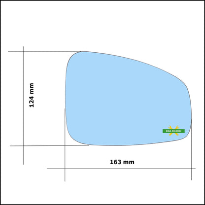 Vetro Specchio Retrovisore Azzuratto Asferico Lato Dx-Passeggero Per Renault Laguna Coupè (DT0/1) dal 2008&gt;