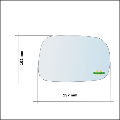 Vetro Specchio Retrovisore Cromato Asferico Lato Dx-Passeggero Per Suzuki Ignis II (MH) solo dal 2003-2008