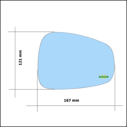 Vetro Specchio  Azzuratto Asferico Lato Dx-Passeggero Per Alfa Romeo Mito (955) dal 2008&gt;