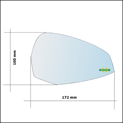 Vetro Specchio Retrovisore Cromato Asferico Lato Dx-Passeggero Per Audi A4 V (8W) dal 2015&gt;