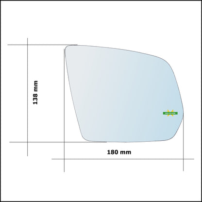 Vetro Specchio Retrovisore Cromato Asferico Lato Sx-Guidatore Per Mercedes Classe M II (W164) solo dal 2009-2012