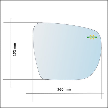 Vetro Specchio Retrovisore Cromato Asferico Lato Sx-Guidatore Per Hyundai ix35 (LM, EL, ELH) 2009&gt;