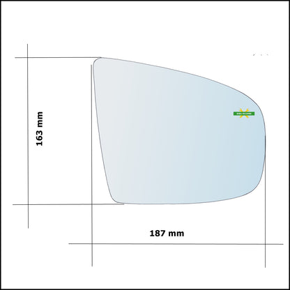 Vetro Specchio Retrovisore Cromato Asferico Lato Sx-Guidatore Per Bmw X6 I (E71) dal 2007-2014