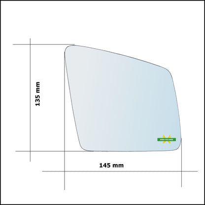 Vetro Specchio Retrovisore Cromato Asferico Lato Sx-Guidatore Per Mercedes Classe R (W251) dal 2010&gt;