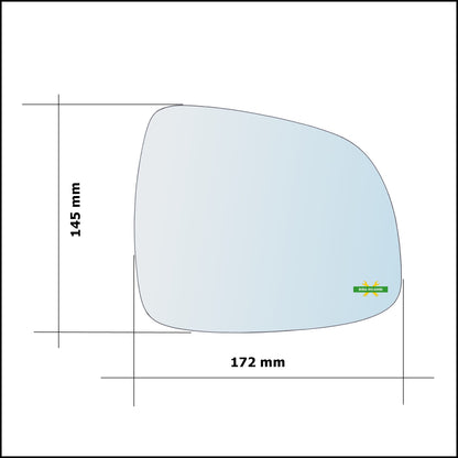 Vetro Specchio Retrovisore Asferico Lato Dx-Passeggero Per Fiat Sedici (FY) solo dal 2006-2011