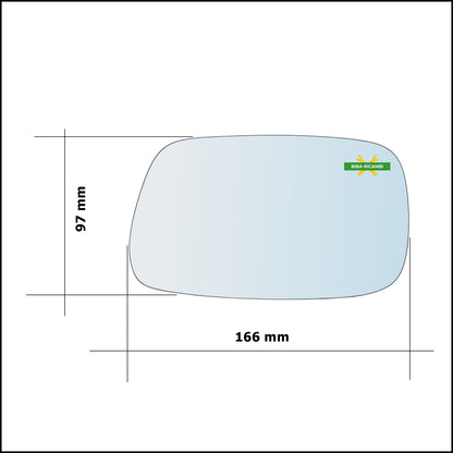 Vetro Specchio Retrovisore Lato Dx-Passeggero Per Toyota Avensis (T22) dal 1997-2003