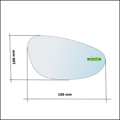 Vetro Specchio Retrovisore Asferico Lato Dx-Passeggero Per Porsche 911 (996) dal 2003-2005