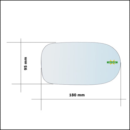 Vetro Specchio Retrovisore Lato Sx-Guidatore Per Fiat Palio Restyling dal 2002-2006