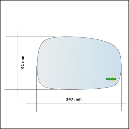 Vetro Specchio Retrovisore Lato Dx-Passeggero Per Peugeot 306 dal 1993-2002