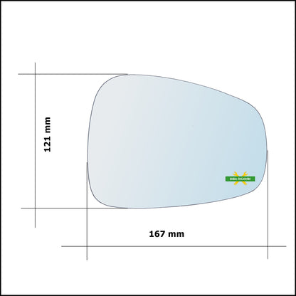Vetro Specchio Retrovisore Asferico Lato Sx-Guidatore Per Alfa Romeo Mito (955) dal 2008&gt;