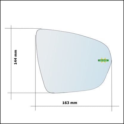 Vetro Specchio Retrovisore Asferico Lato Dx-Passeggero Per Opel Grandland X (A18) dal 2017&gt;